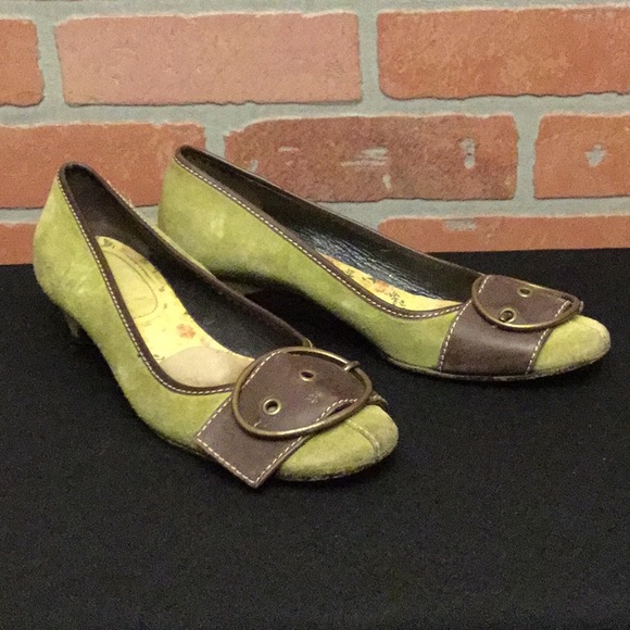 Miu Miu Shoes Miu Miu Womens Green Suede Shoes Kitten Heel 37